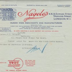 Zahlungsbestätigung einer Zahlung durch Fa. Nageles, 1929 London