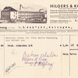 Rechnung über Rasiermesser-Verpackungen 1946
